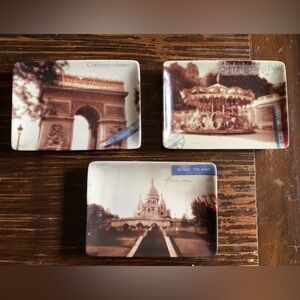Anthropologie 3 Paris postcard plates